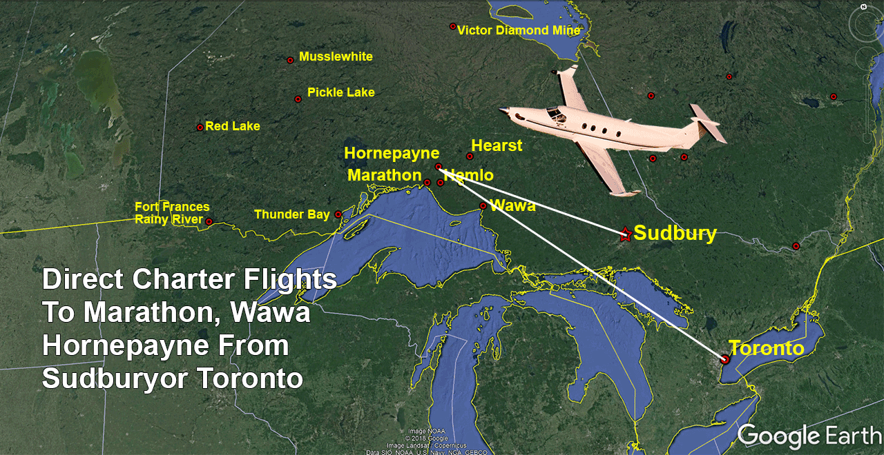 Sudbury Charter Flights To Marathon Wawa